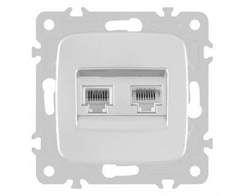 Розетка двойная RJ-11 и Ethernet RJ-45, без рамки Arte Milano am-205 205.44-1.silver Розетка двойная RJ-11 и Ethernet RJ-45, без рамки Arte Milano am-205 205.44-1.silver