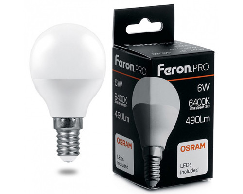 Лампа светодиодная Feron LB-1406 E14 6Вт 6400K 38067 Лампа светодиодная Feron LB-1406 E14 6Вт 6400K 38067