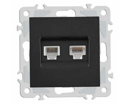 Розетка двойная RJ-11 и Ethernet RJ-45, без рамки Arte Milano am-206 206.44-1.black Розетка двойная RJ-11 и Ethernet RJ-45, без рамки Arte Milano am-206 206.44-1.black