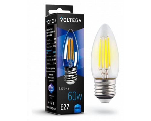 Лампа светодиодная Voltega Candle E27 6W E27 6Вт 4000K 7029 Лампа светодиодная Voltega Candle E27 6W E27 6Вт 4000K 7029