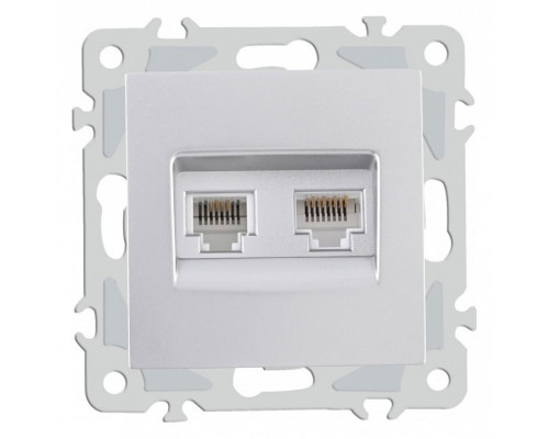 Розетка двойная RJ-11 и Ethernet RJ-45, без рамки Arte Milano am-206 206.44-1.silver Розетка двойная RJ-11 и Ethernet RJ-45, без рамки Arte Milano am-206 206.44-1.silver