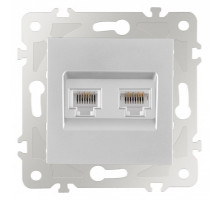 Розетка двойная RJ-11 и Ethernet RJ-45, без рамки Arte Milano am-203 203.44-1.silver