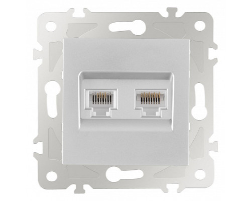 Розетка двойная RJ-11 и Ethernet RJ-45, без рамки Arte Milano am-203 203.44-1.silver Розетка двойная RJ-11 и Ethernet RJ-45, без рамки Arte Milano am-203 203.44-1.silver