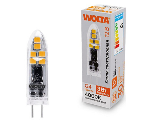 Лампа светодиодная Wolta  G4 3Вт 4000K WSTD-JC-12V3W4KG4-P