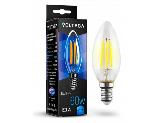 Лампа светодиодная Voltega Candle 6W E14 6Вт 4000K 7020 Лампа светодиодная Voltega Candle 6W E14 6Вт 4000K 7020