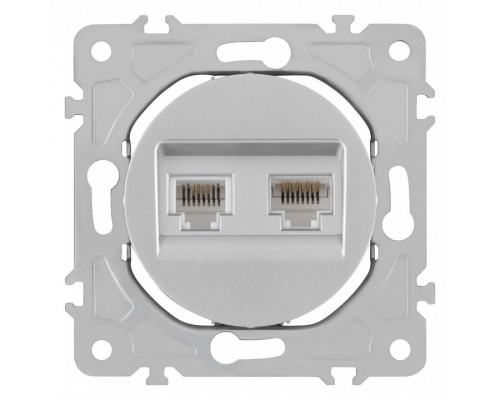 Розетка двойная RJ-11 и Ethernet RJ-45, без рамки Arte Milano am-202 202.44-1.silver Розетка двойная RJ-11 и Ethernet RJ-45, без рамки Arte Milano am-202 202.44-1.silver