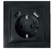 Розетка с заземлением и 2хUSB type A и C, без рамки Stekker Эрна 50078