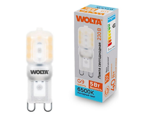 Лампа светодиодная Wolta  G9 5Вт 6500K WSTD-JCD-5W6KG9-P