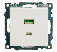 Розетка 2хUSB type A и C без рамки Stekker Катрин 50051