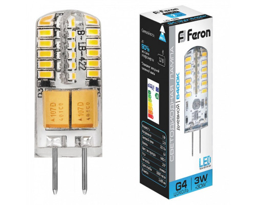 Лампа светодиодная Feron LB-422 G4 3Вт 6400K 25533 Лампа светодиодная Feron LB-422 G4 3Вт 6400K 25533