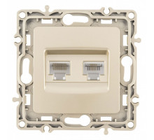 Розетка двойная RJ-11 и Ethernet RJ-45, без рамки Arte Milano am-217 217.44-1.shampan