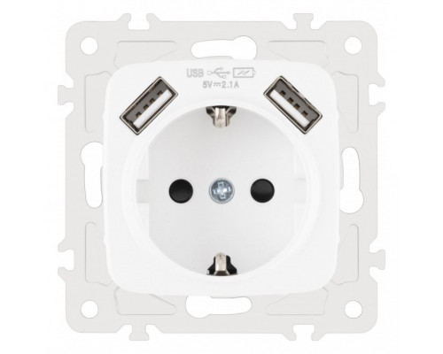 Розетка с заземлением и со шторкой и 2хUSB, без рамки Arte Milano am-205 205.47-1.white Розетка с заземлением и со шторкой и 2хUSB, без рамки Arte Milano am-205 205.47-1.white
