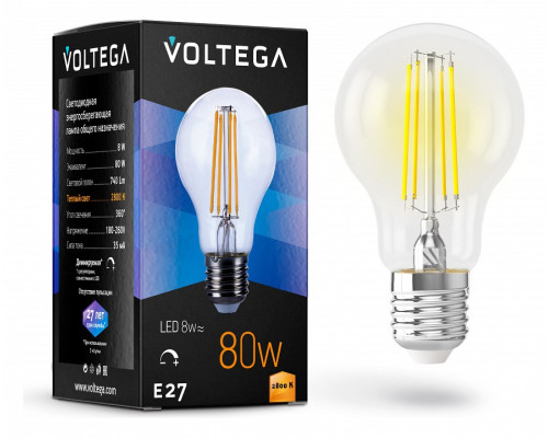 Лампа светодиодная Voltega General purpose bulb E27 8Вт 2800K 5489 Лампа светодиодная Voltega General purpose bulb E27 8Вт 2800K 5489