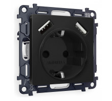 Розетка с заземлением и со шторкой и 2хUSB type A, без рамки Ambrella Volt Quant MA809010