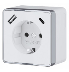 Розетка с заземлением и со шторками и USB Werkel Gallant (белая) W5071701