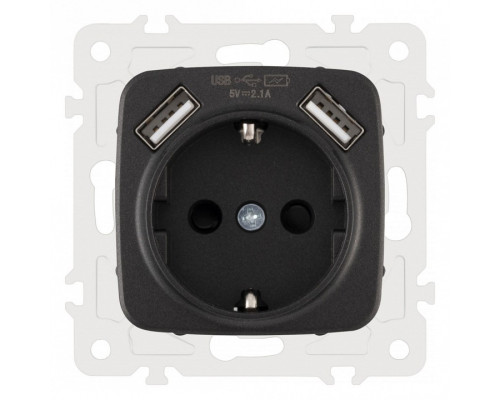 Розетка с заземлением и со шторкой и 2хUSB, без рамки Arte Milano am-205 205.47-1.black Розетка с заземлением и со шторкой и 2хUSB, без рамки Arte Milano am-205 205.47-1.black