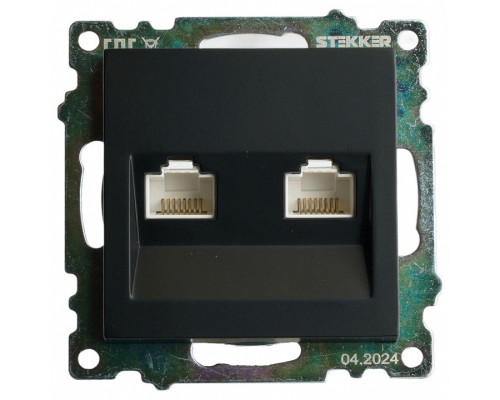 Розетка двойная Ethernet RJ-45 без рамки Stekker Катрин 50007 Розетка двойная Ethernet RJ-45 без рамки Stekker Катрин 50007
