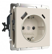 Розетка с заземлением и со шторкой и 2хUSB type A и C, без рамки Werkel айвори матовый W1171762