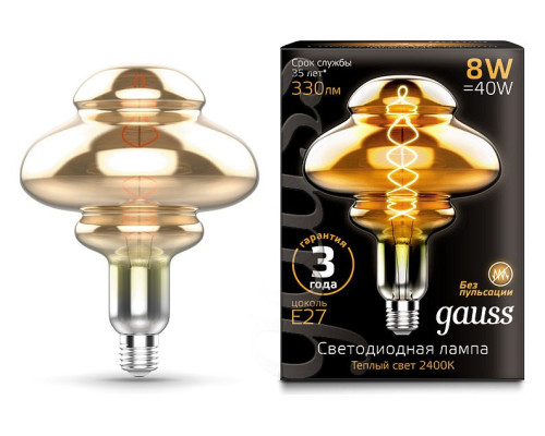 Лампа светодиодная Gauss LOFT Led Vintage Filament Flexible E27 8Вт 2400K 162802008 Лампа светодиодная Gauss LOFT Led Vintage Filament Flexible E27 8Вт 2400K 162802008