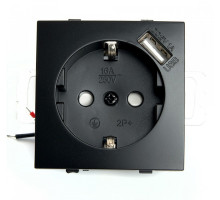 Розетка с заземлением и со шторками и 2хUSB, без рамки Stekker Эрна 49155