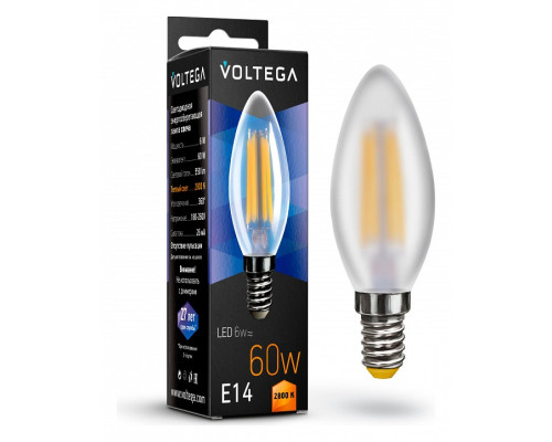 Лампа светодиодная Voltega Candel matt 6W E14 6Вт 2800K 7044 Лампа светодиодная Voltega Candel matt 6W E14 6Вт 2800K 7044