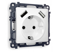 Розетка с заземлением и со шторкой и 2хUSB type A, без рамки Ambrella Volt Quant MA109010
