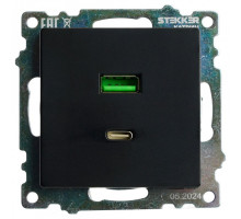 Розетка 2хUSB type A и C без рамки Stekker Катрин 50055