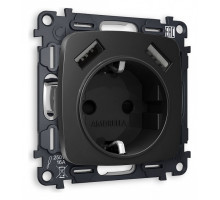 Розетка с заземлением и 2хUSB type A, без рамки Ambrella Volt Quant MO809010