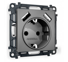 Розетка с заземлением и со шторкой и 2хUSB type A, без рамки Ambrella Volt Quant MA659010