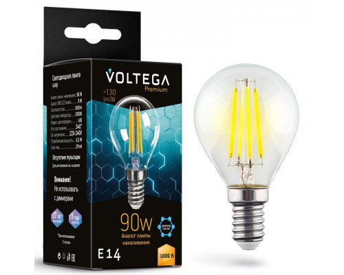 Лампа светодиодная Voltega Globe E14 9W Graphene E14 6Вт 3000K 7222 Лампа светодиодная Voltega Globe E14 9W Graphene E14 6Вт 3000K 7222
