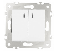 Выключатель двухклавишный с подсветкой без рамки Arte Milano 203 203.31-2.white