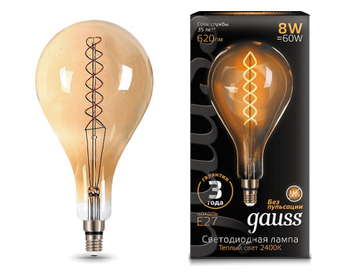 Лампа светодиодная Gauss LED Vintage Filament Flexible E27 8Вт 2400K 150802008 Лампа светодиодная Gauss LED Vintage Filament Flexible E27 8Вт 2400K 150802008