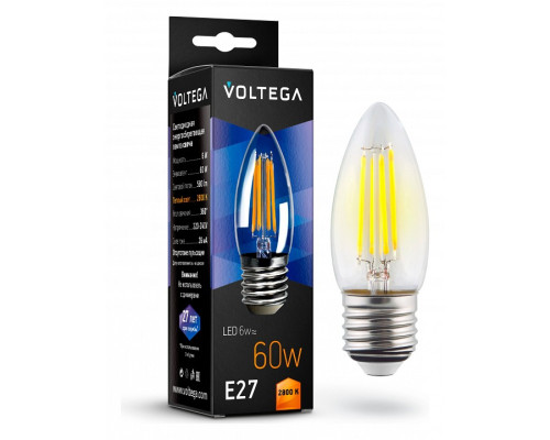 Лампа светодиодная Voltega Candle E27 6W E27 6Вт 2800K 7046 Лампа светодиодная Voltega Candle E27 6W E27 6Вт 2800K 7046