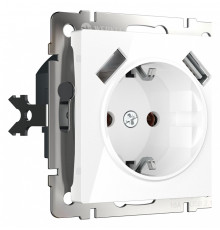 Розетка с заземлением и со шторками и 2хUSB, без рамки Werkel белый W1171501