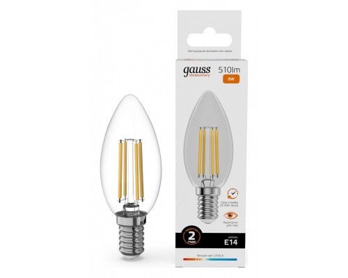 Лампа светодиодная Gauss Filament Elementary E14 8Вт 2700K 32118 Лампа светодиодная Gauss Filament Elementary E14 8Вт 2700K 32118