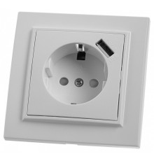 Розетка с заземлением и со шторками и USB Stekker PST16-9011 39051