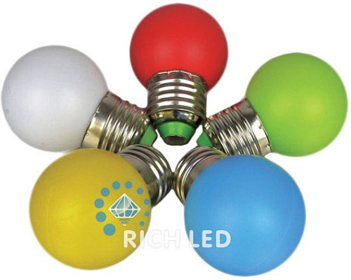 Лампа светодиодная RL-BL E27 220В 1Вт мультиколор RL-BL-E27-G45-RGB Лампа светодиодная RL-BL E27 220В 1Вт мультиколор RL-BL-E27-G45-RGB