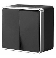 Выключатель двухклавишный влагозащищенный Werkel Gallant (черный/хром) W5020235