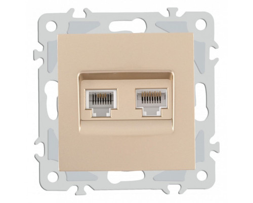 Розетка двойная RJ-11 и Ethernet RJ-45, без рамки Arte Milano am-206 206.44-1.shampan Розетка двойная RJ-11 и Ethernet RJ-45, без рамки Arte Milano am-206 206.44-1.shampan