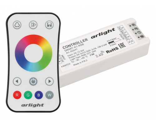 Контроллер-регулятор цвета RGB с пультом ДУ Arlight SMART 034807 Контроллер-регулятор цвета RGB с пультом ДУ Arlight SMART 034807