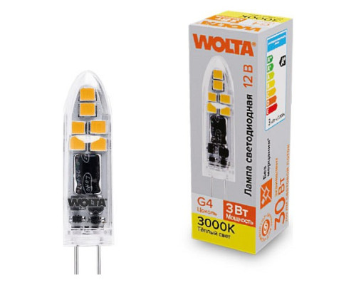 Лампа светодиодная Wolta  G4 3Вт 3000K WSTD-JC-12V3W3KG4-P