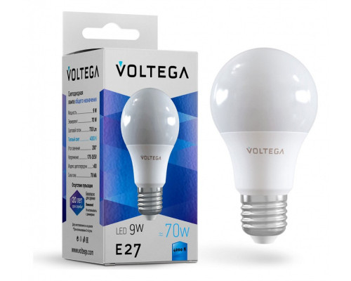 Лампа светодиодная Voltega General purpose bulb 9W E27 9Вт 4000K 8443 Лампа светодиодная Voltega General purpose bulb 9W E27 9Вт 4000K 8443