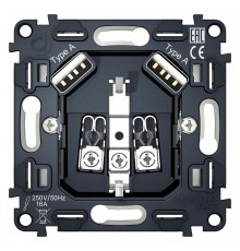 Механизм розетки с заземлением и 2хUSB type A Ambrella Volt Quant VM155