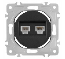 Розетка двойная RJ-11 и Ethernet RJ-45, без рамки Arte Milano am-202 202.44-1.black