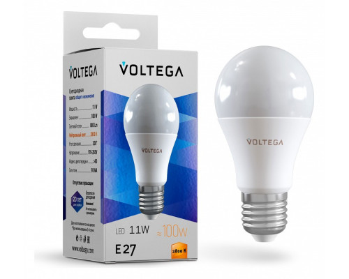 Лампа светодиодная Voltega General purpose bulb 11W E27 11Вт 2800K 5737 Лампа светодиодная Voltega General purpose bulb 11W E27 11Вт 2800K 5737
