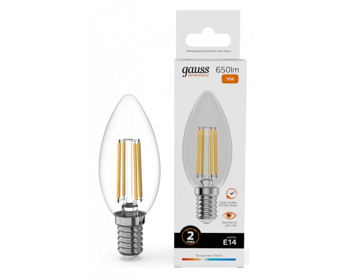 Лампа светодиодная Gauss Filament Elementary E14 10Вт 2700K 32110 Лампа светодиодная Gauss Filament Elementary E14 10Вт 2700K 32110