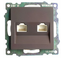 Розетка двойная Ethernet RJ-45 без рамки Stekker Катрин 50006
