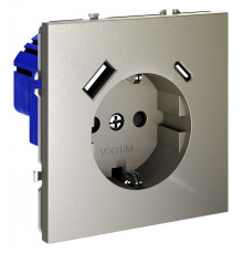 Розетка с заземлением и со шторкой и 2хUSB type A и C, без рамки Voltum S70 VLS040504