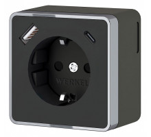 Розетка с заземлением и со шторками и USB Werkel Gallant (черный хром) W5071735