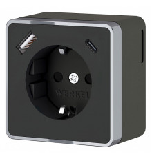 Розетка с заземлением и со шторками и USB Werkel Gallant (черный хром) W5071735